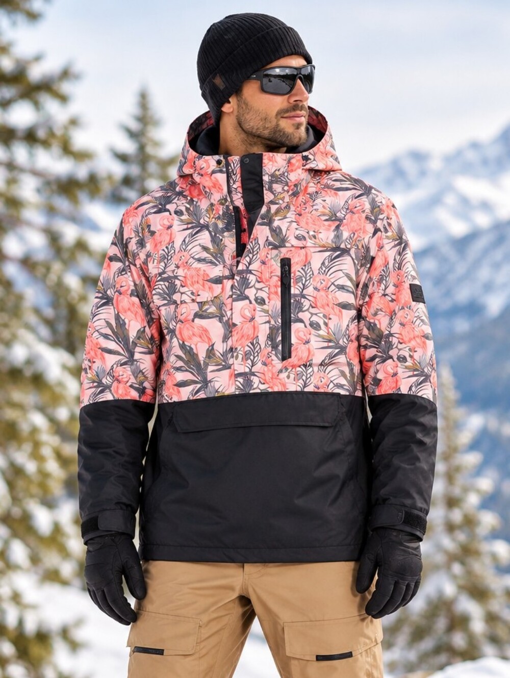 NEW Saga Outerwear Co Flamingo Anomie Pullover Ski Jacket Snowboard Coat